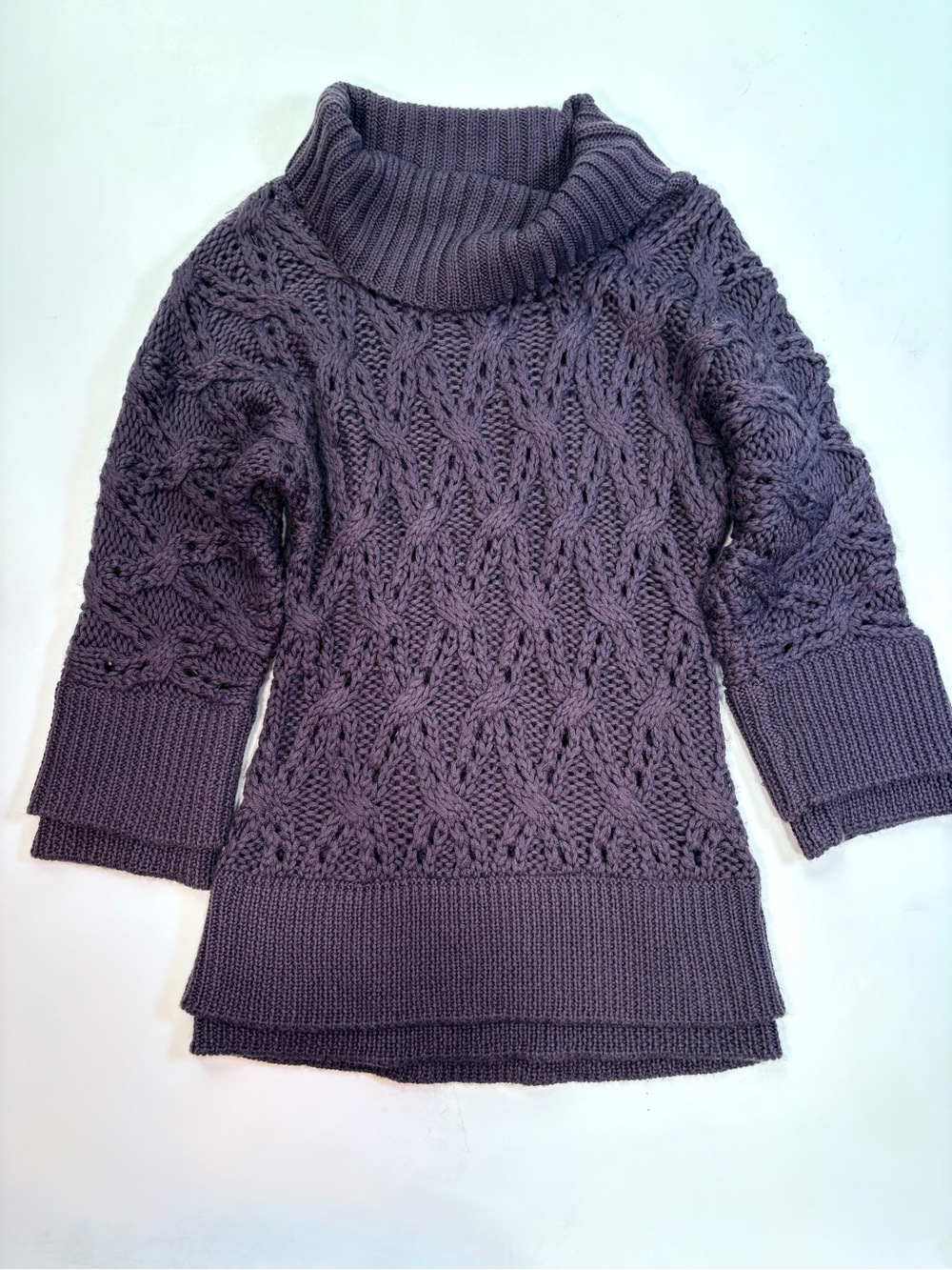 Vivienne Tam Plum Cable-Knit Turtleneck Sweater